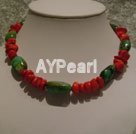 coral and turquoise fashion necklace