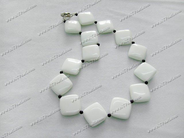 black agate and white porcelain necklace