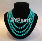 10mm multi strands blue turquoise necklace