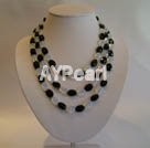 elegant black agate and moonstone crystal 3 strand necklace under $ 30