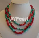 coral and turquoise strand necklace