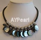 black pearl and black shell necklace