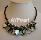 black pearl shell charm necklace