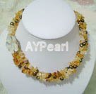 Handmade pearls and citrine necklace