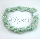 pearl and aquamarine chips necklace