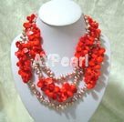 pearl and coral strand necklace under $ 40