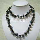 pearl and black lip shell charm necklace