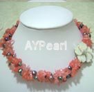 pearl and cherry quartz necklace