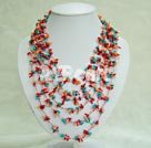 multi strands coral and turquoise necklace
