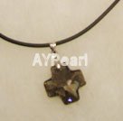 brown austrian crystal cross pendant