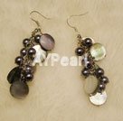black pearl and shell cluster earrings