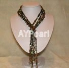 pearl and green piebald stone necklace