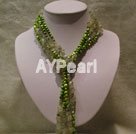 pearl and green rutilated quartz necklace