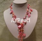 pink series opal shell necklace