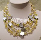 citrine and black shell strand necklace