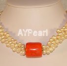 pearl and coral choker necklace