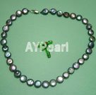 10-11mm black coin pearl necklace