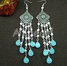 pearl and blue agate dangle earrings under $ 8