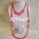 Handmade Cherry quartz coral necklace
