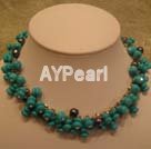 turquoises black pearls necklace