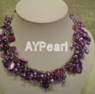 Handmade purple pearls amethysts necklace