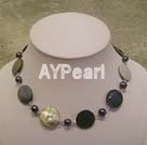 pearl and black shell necklace