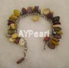 Silver Leaf Agate black pearl bracelet