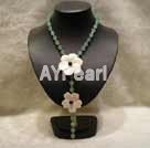 Discount aventurine and shell flower necklace