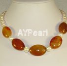 Discount agate and pearl necklace