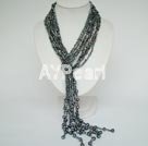 Discount fashion black pearl necklace