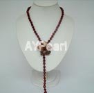 8mm natural red carnelian flower necklace 19.5 inches