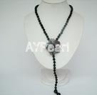 faceted black agate flower necklace under $ 30