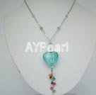 austrian crystal and colored glaze heart necklace