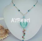 austrian crystal and colored glaze heart necklace