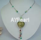 austrian crystal and colored glaze heart necklace