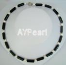 pearl and black carnelian necklace
