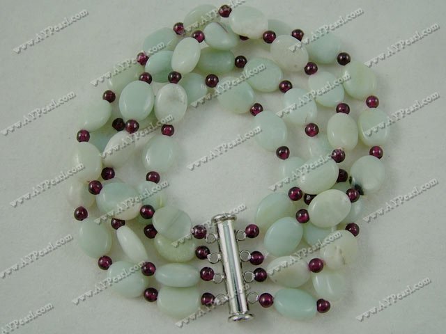 multi strand amazon stone and garnet bracelet