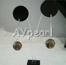 12mm smoky quartz ball earrings