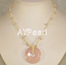 pearl and rose quartz necklace