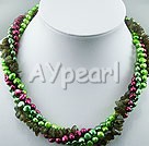 Discount 6-7mm 4-colar de pérolas e fita de quartzo rutilado verde