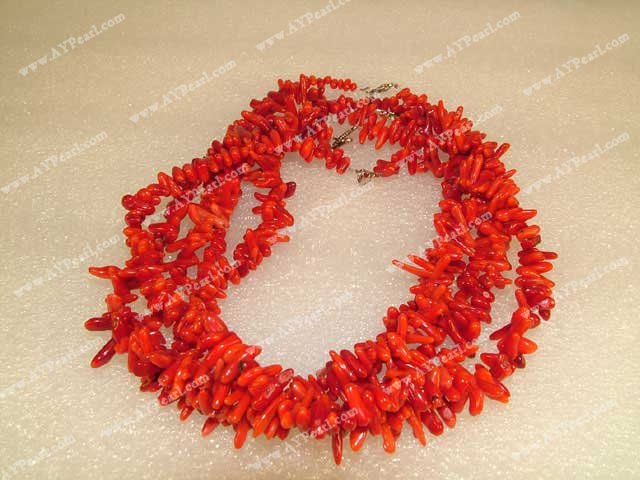 three strand coral necklace