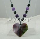 pearl amethyst agate heart necklace