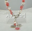 pearl and cherry quartz necklace