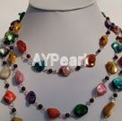 Handmade multicolor shell garnet necklace
