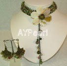 seven colored jade and agate shell flower necklace