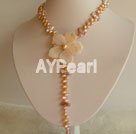 pearl and shell flower necklace