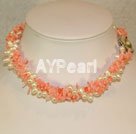 Hademade coral pearl necklace