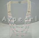 pearl and rose quartz and blue quartz necklace