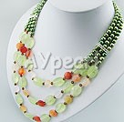 pearl and green rutilated quartz and agate necklace under $ 30