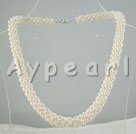 3-4mm waved white pearl necklace